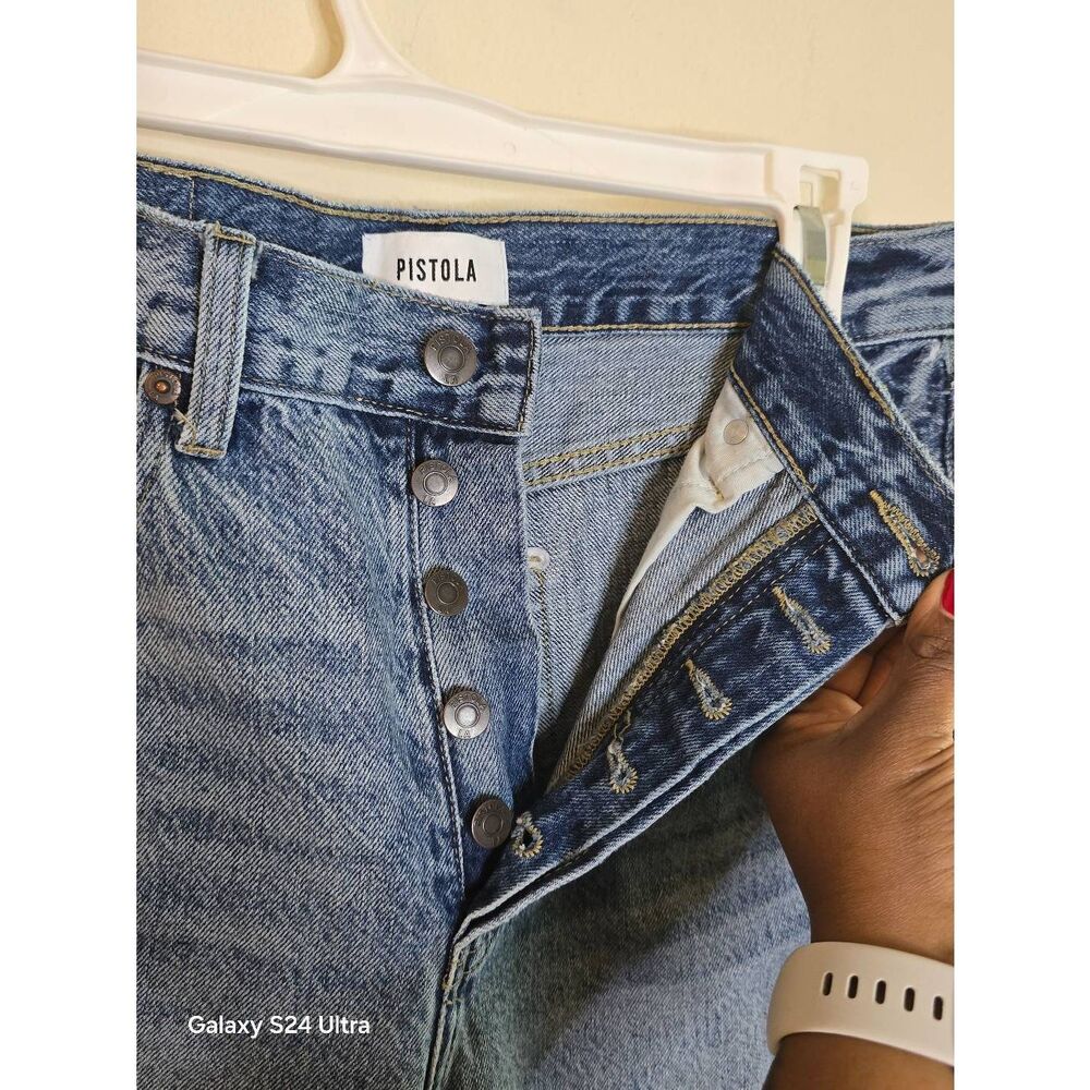 Pistola Women's Straight Leg Jeans Size 28 Ultra High Waist Button Fly Play Day - Picture 6 of 15